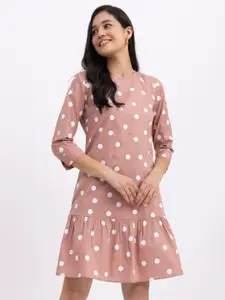 FableStreet Polka Dots Printed Drop-Waist Dress