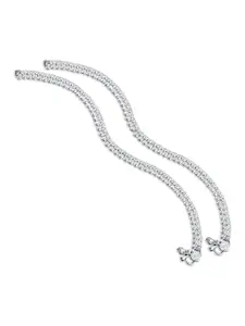 RUHI COLLECTION Set Of 2 Bridal Silver-Plated Anklets