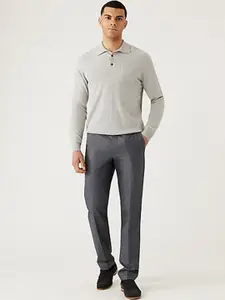Marks & Spencer Men Mid Rise Plain Trousers