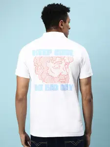 VEIRDO Graphic Printed Polo Collar Pure Cotton Casual T-Shirt
