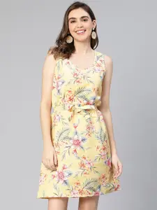 Oxolloxo Floral Printed Smocked A-Line Dress