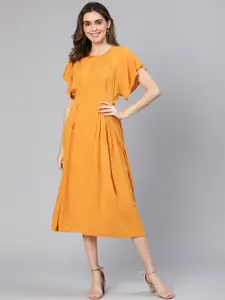 Oxolloxo Flutter Sleeve Smocked A-Line Midi Dress