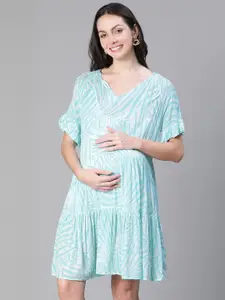Oxolloxo Flared Sleeve Satin Maternity A-Line Dress