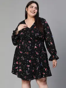 Oxolloxo Floral Print Puff Sleeve Empire Dress