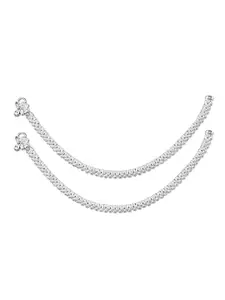 RUHI COLLECTION Set Of 2 Silver-Plated Beaded Anklets