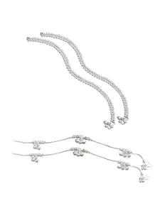 RUHI COLLECTION Set Of 4 Silver-Plated Beaded Anklets