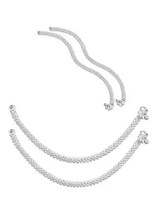 RUHI COLLECTION Set Of 2 Silver-Plated Anklets