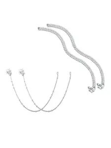 RUHI COLLECTION Set Of 4 Silver-Plated Traditional Anklets