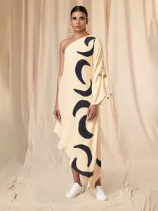 Masaba Conversational Printed One Shoulder Asymmetric A-Line Maxi Dress