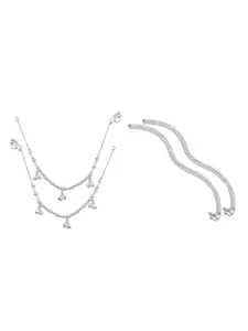 RUHI COLLECTION Set Of 4 Silver-Plated Anklets