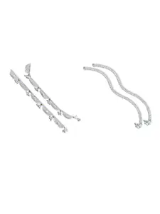 RUHI COLLECTION Set Of 4 Silver-Plated Stone Studded & Beaded Anklets