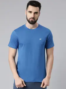 Force NXT Men Blue Solid Round Neck T-shirt