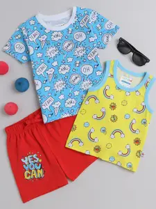 BUMZEE Infant Boys Printed Pure Cotton T-shirts with Shorts