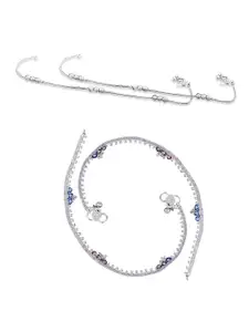 RUHI COLLECTION Set Of 2 Silver-Plated Anklets