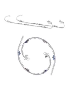 RUHI COLLECTION Set Of 2 Silver-Plated Anklets