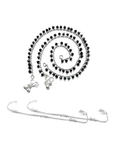 RUHI COLLECTION Set of 2 Silver-Plated Beaded Anklets