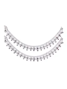 RUHI COLLECTION Silver-Plated Textured Anklets