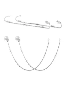 RUHI COLLECTION Set Of 2 Silver-Plated Anklets