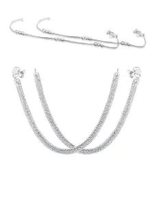 RUHI COLLECTION Set Of 2 Silver-Plated Anklets