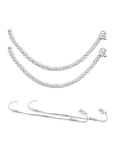 RUHI COLLECTION Set Of 2 Silver-Plated Anklets