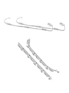 RUHI COLLECTION Set Of 2 Silver-Plated Anklets