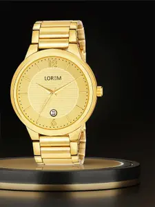 LOREM Men Brass Dial & Stainless Steel Bracelet Style Straps Analogue Watch LR137