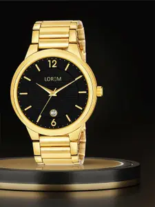 LOREM Men Brass Dial & Stainless Steel Bracelet Style Straps Analogue Watch LR135