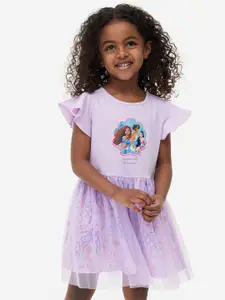 H&M Girls Printed Pure Cotton Tulle Dress