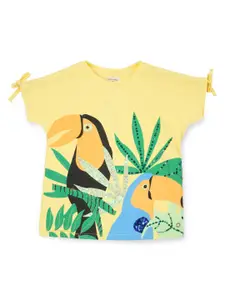 Gini and Jony Girls Printed Sequined Cotton Top