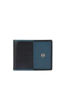 Da Milano Da Milano Men Black & Blue Textured Leather Two Fold Wallet