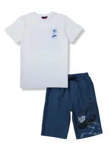 Gini and Jony Boys Printed Pure Cotton T-shirt with Shorts Clothing Set