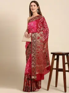 Anouk Woven Design Zari Art Silk Bandhani Saree With Blouse Piece