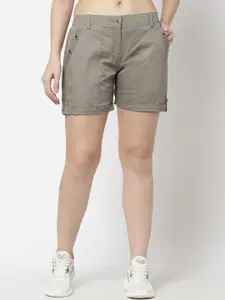 KLOTTHE Women Self-Design Mid-Rise Cotton Rapid-Dry Sports Shorts