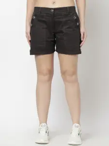 KLOTTHE Women Vertical Striped Mid Rise Cotton Shorts