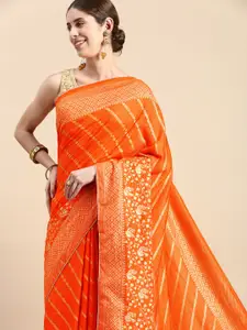 Indian Women Floral Zari Silk Blend Saree