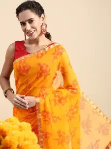Indian Women Floral Zari Saree