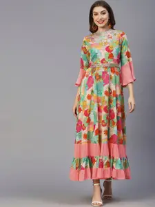 FASHOR Floral Print Bell Sleeve Maxi Dress