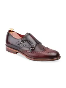 Harrykson London Men Textured Leather Formal Monk Shoes