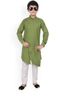 Pro-Ethic STYLE DEVELOPER Boys Mandarin Collar Asymmetric Kurta with Pyjamas