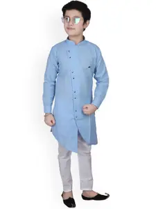 Pro-Ethic STYLE DEVELOPER Boys Mandarin Collar Asymmetric Kurta with Pyjamas