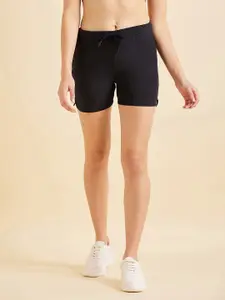 Sweet Dreams Women Navy Blue Mid-Rise Lounge Shorts