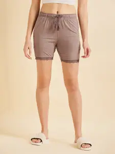 Sweet Dreams Women Taupe Mid-Rise Lounge Shorts
