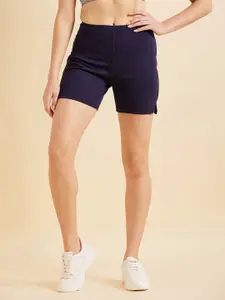 Sweet Dreams Women Navy Blue & Pink Mid-Rise Lounge Shorts