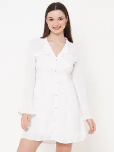 MISH White Bell Sleeves Shirt Mini Dress