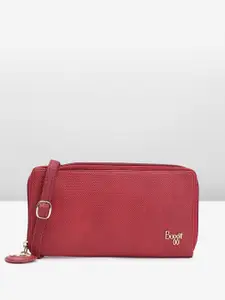 Baggit Women Abstract Textured PU Zip Around Wallet With A Sling Strap & Tasselled Detail
