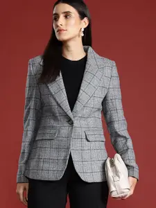 all about you Single-Breasted Checked Casual Blazer