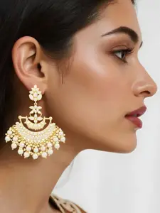 I Jewels Gold-Plated Contemporary Chandbali Earrings