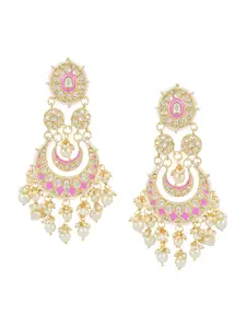 I Jewels Gold-Plated Contemporary Chandbali Earrings