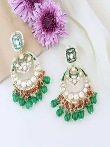 I Jewels Gold-Plated Contemporary Meenakari Chandbali Earrings