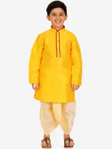 Pro-Ethic STYLE DEVELOPER Boys Yellow Striped Regular Kurta with Dhoti Pants
